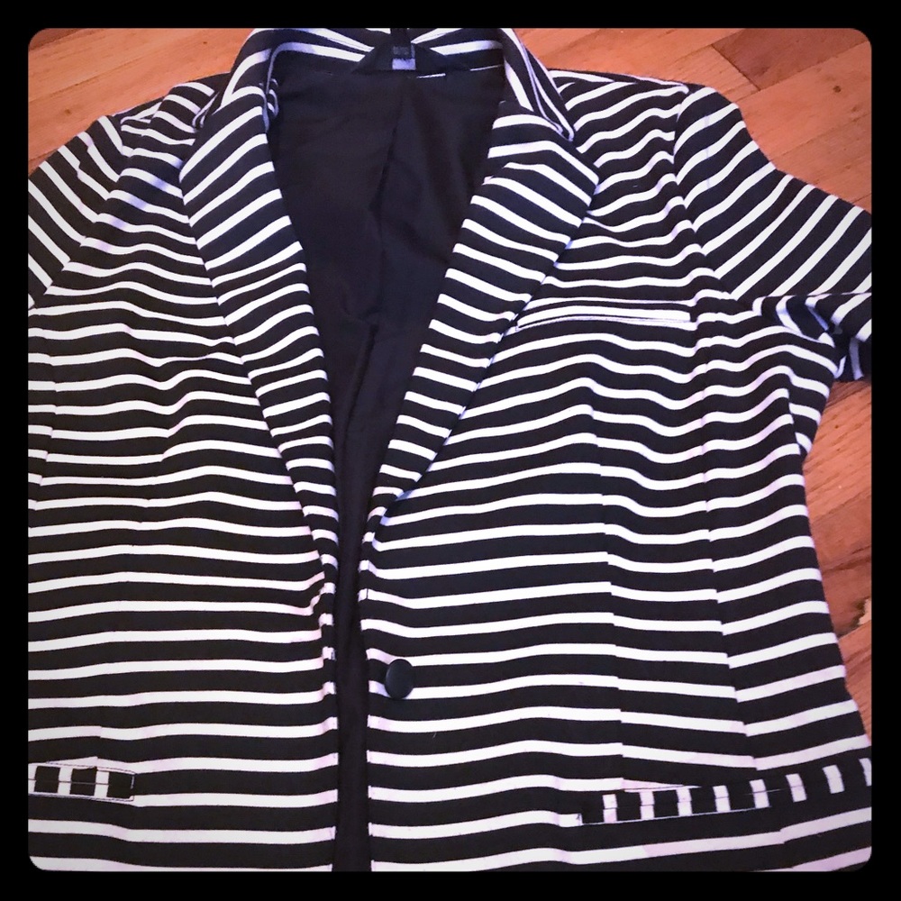 Women’s black and white striped blazer